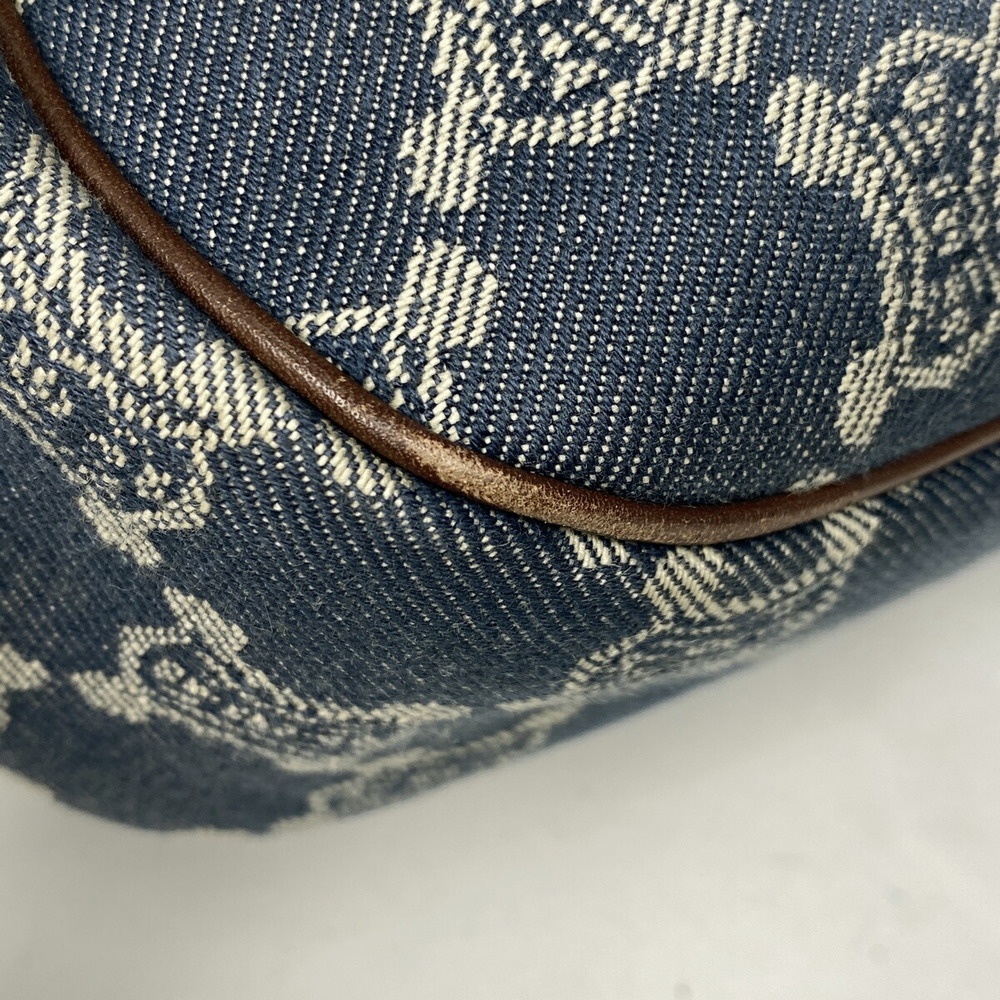 Celine Paris Macadam Shoulder Bag Hobo Handbag Denim Blue Brown - Picture 3 of 6